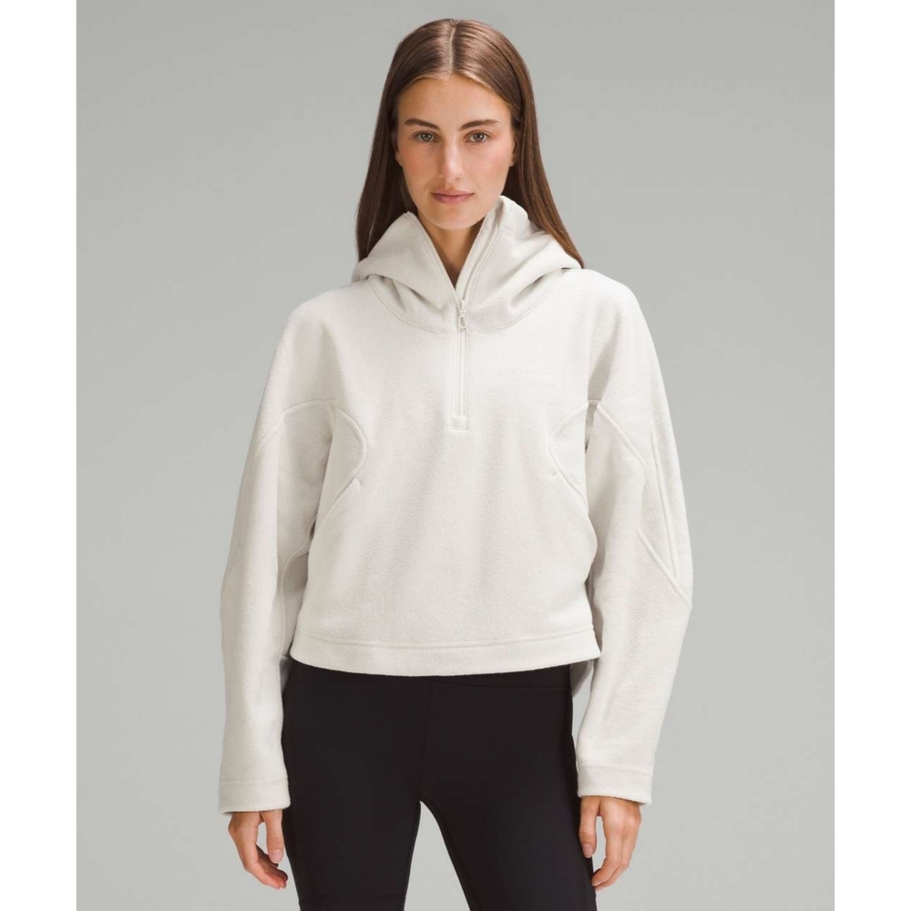 LULULEMON Looped Terry Fleece Half-Zip Hoodie Bone 2023 Size 10